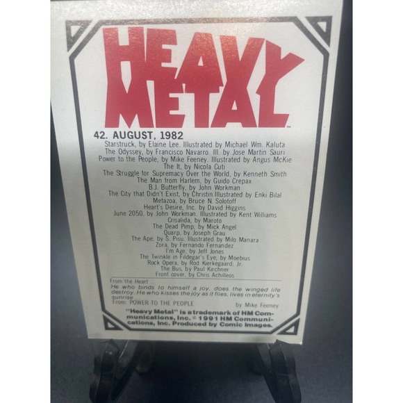 Vintage 1982 Heavy Metal Trading Card No. 42 August 1982 Heavy Metal - Picture 7 of 12